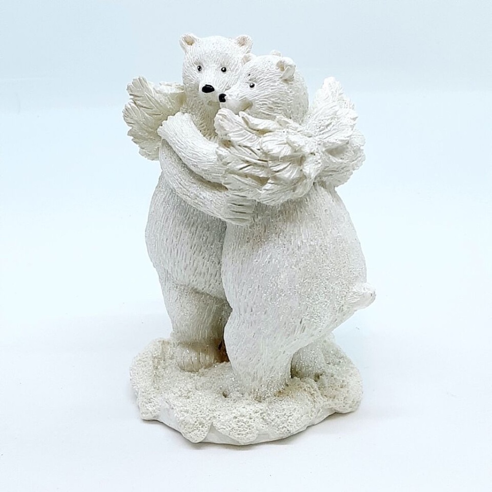 ❤️ Hugging Angel Bears 4" Figurine Iridescent Sparkle SIA Collection Resin